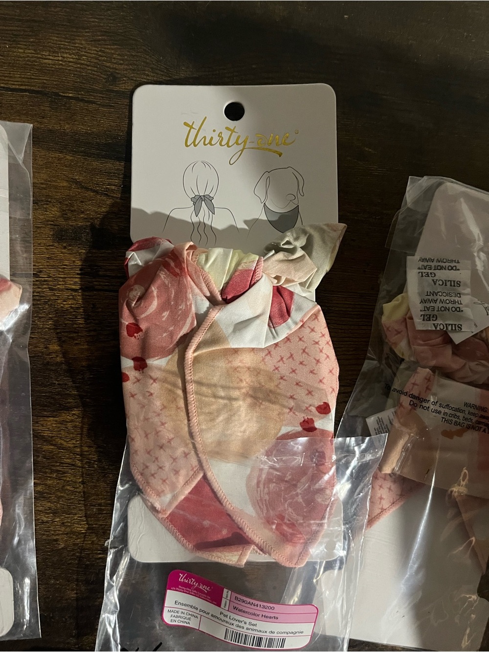 Thirty one female hair tie & dog Bandana set (qty-4 sets bundle deal)